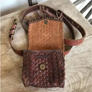 RALPH LAUREN Woven Brown Leather Fringed Belt Bag & Belt Rare Southwestern L Ralph Lauren Bag Western Bag Fringed Bag Ralph Lauren Belt  main image 4